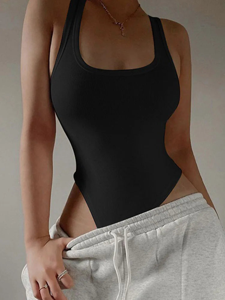 Sleeveless Knit Bodysuit Hot Summer Sexy Bodycon Off Shoulder Halter Tops Casual Street Bodice For Women ClubWear exovai.com