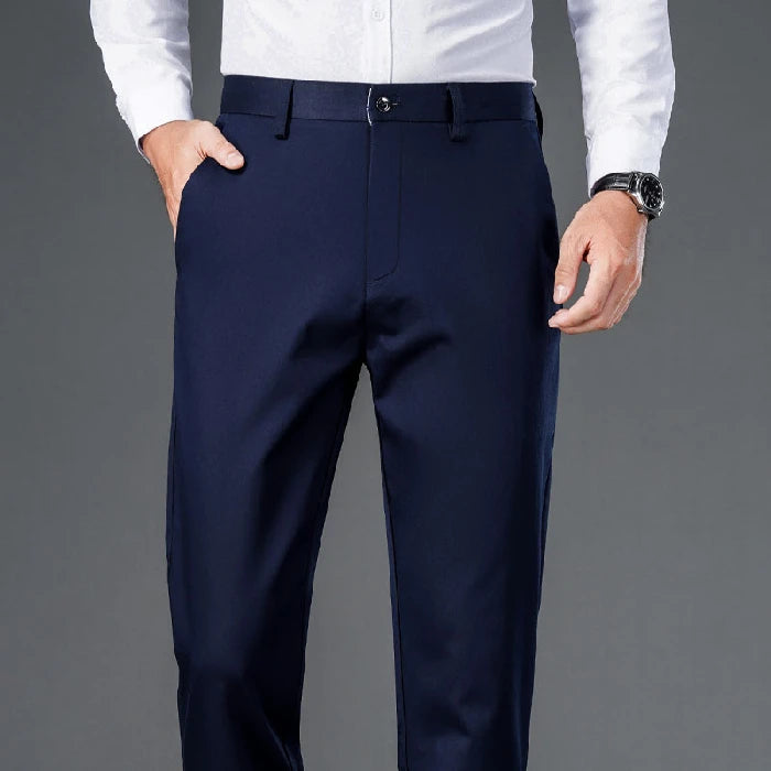Men's lightweight business casual pants with micro elasticitymen's quick drying pantsnew straight leg office black deep bluepant exovai.com