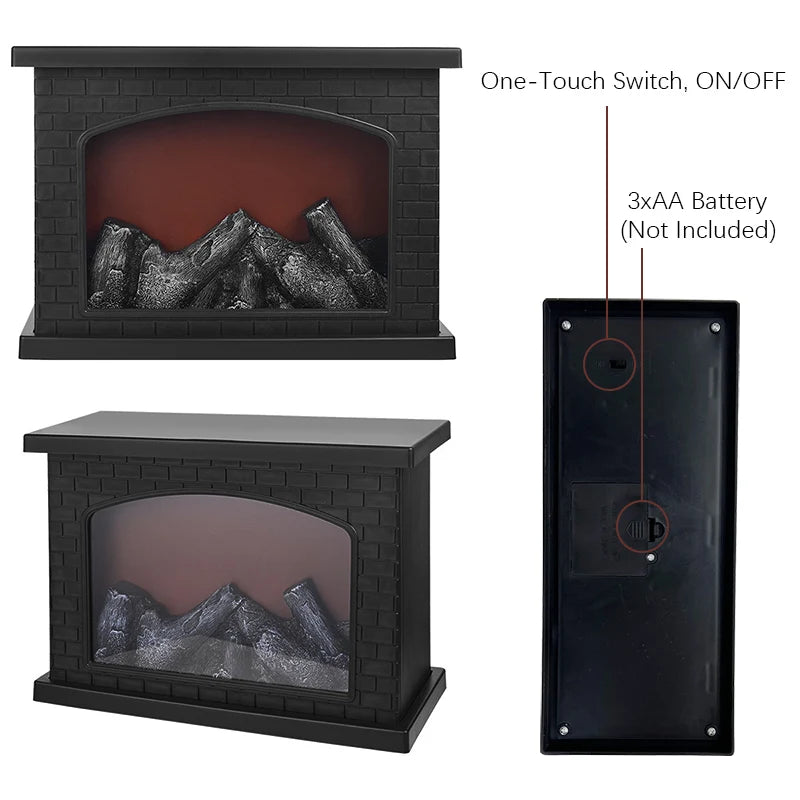Fireplace Flame Light, Charcoal style LED Table Lights, USB or Battery Power Lamp, for Holiday Winter Gift Party Warm Home Decor exovai.com