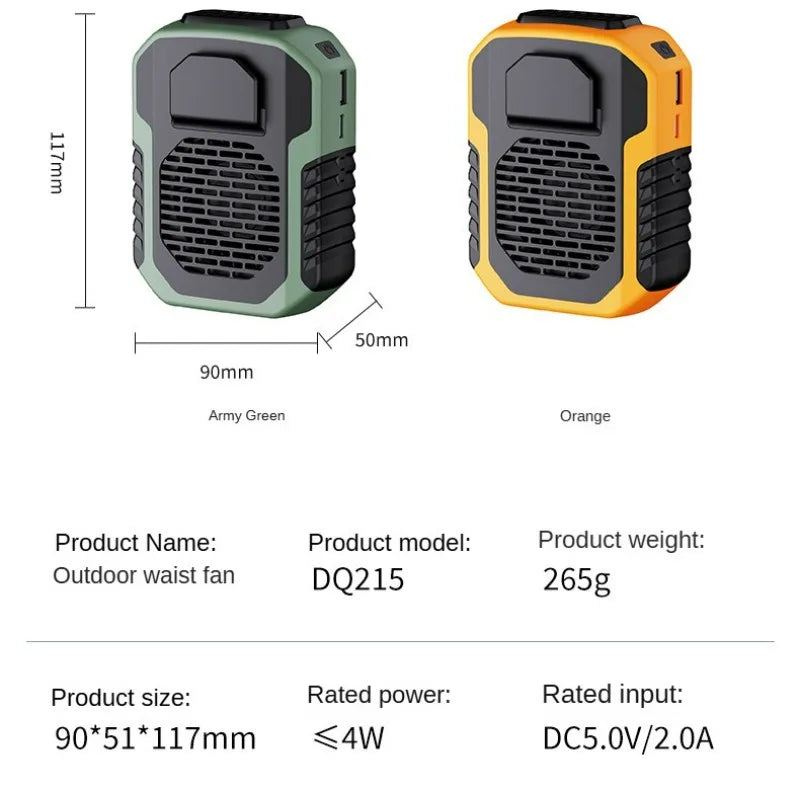 Hanging Neck/Waist Fan USB Mini Charging Fan Outdoor Sports Portable Cooling Clip Fan Air Mute Cooler Heat Relief Tool Powerbank exovai.com