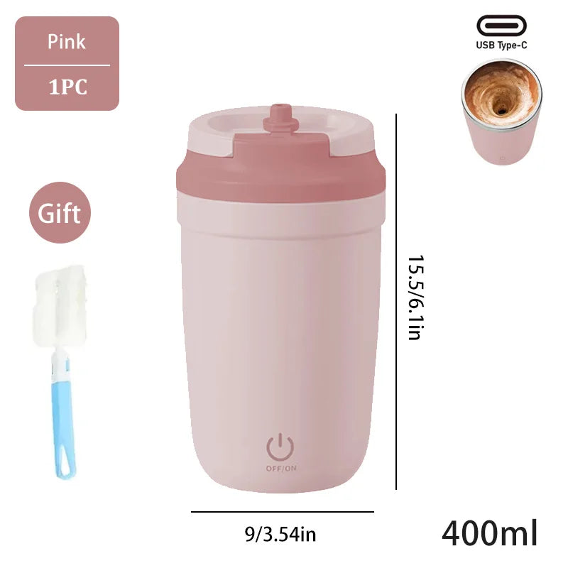 Automatic Self Stirring Mug, Coffee Milk Mixing Cup, Magnetic Stirring, Stainless Steel Electric Blender, 400ml exovai.com