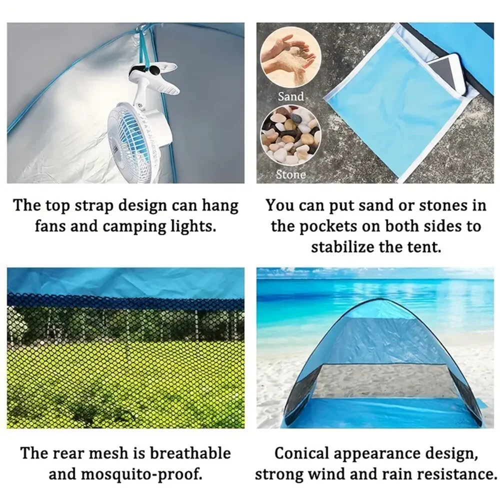 Quick Set Up-Pop Up Beach Tent Portable Sun Shade Shelter Outdoor Camping Fishing Canopy,Camping Accessories,Sturdy Construction exovai.com