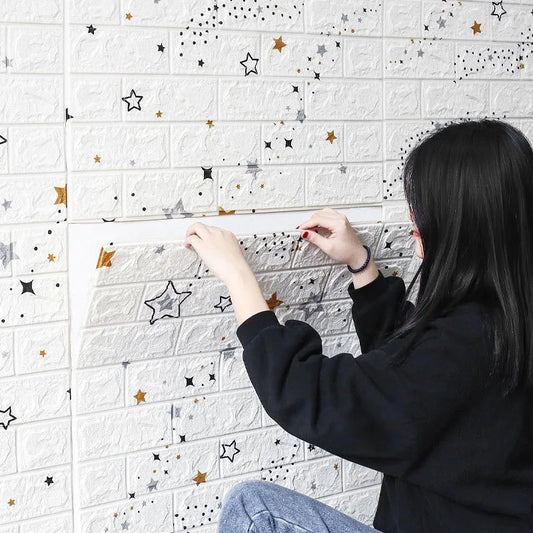 70cmx1m 3D Wall Sticker Faux Brick Bedroom Home Decor Waterproof Self Adhesive Wallpaper Living Room TV Background Decoration exovai.com