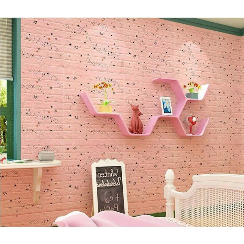 70cmx1m 3D Wall Sticker Faux Brick Bedroom Home Decor Waterproof Self Adhesive Wallpaper Living Room TV Background Decoration exovai.com