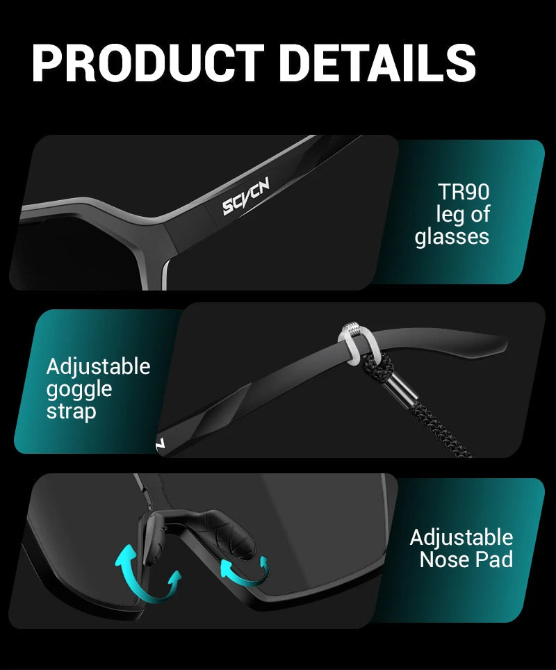 SCVCN New Photochromic Sunglasses MTB Cycling Glasses Outdoor Sports Running Drving Goggles UV400 Protection Bike Eyewear exovai.com