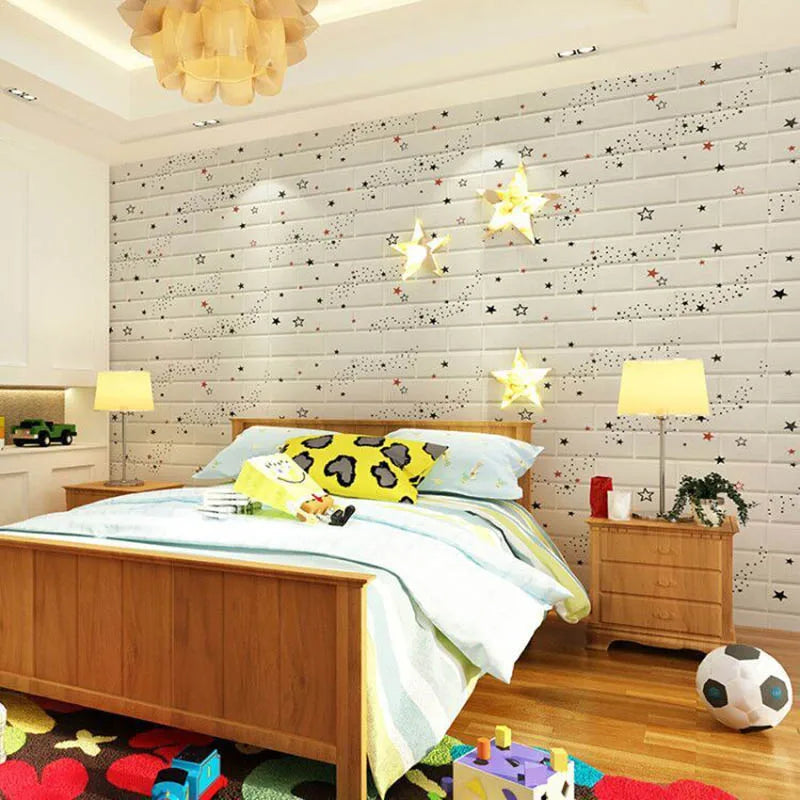 70cmx1m 3D Wall Sticker Faux Brick Bedroom Home Decor Waterproof Self Adhesive Wallpaper Living Room TV Background Decoration exovai.com