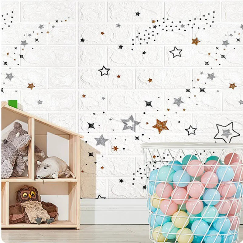 70cmx1m 3D Wall Sticker Faux Brick Bedroom Home Decor Waterproof Self Adhesive Wallpaper Living Room TV Background Decoration exovai.com
