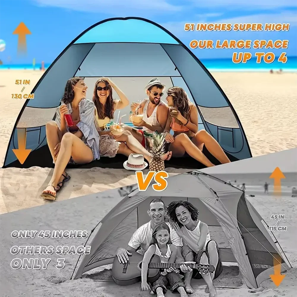 Quick Set Up-Pop Up Beach Tent Portable Sun Shade Shelter Outdoor Camping Fishing Canopy,Camping Accessories,Sturdy Construction exovai.com