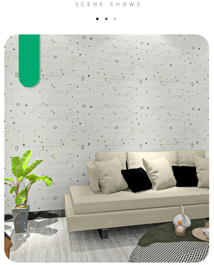 70cmx1m 3D Wall Sticker Faux Brick Bedroom Home Decor Waterproof Self Adhesive Wallpaper Living Room TV Background Decoration exovai.com