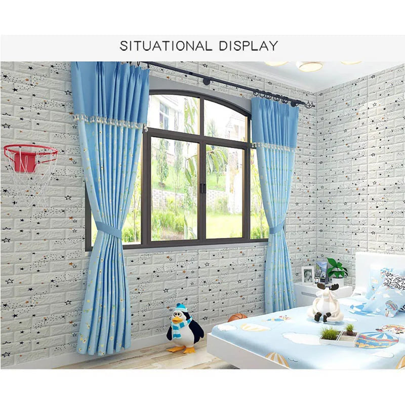 70cmx1m 3D Wall Sticker Faux Brick Bedroom Home Decor Waterproof Self Adhesive Wallpaper Living Room TV Background Decoration exovai.com