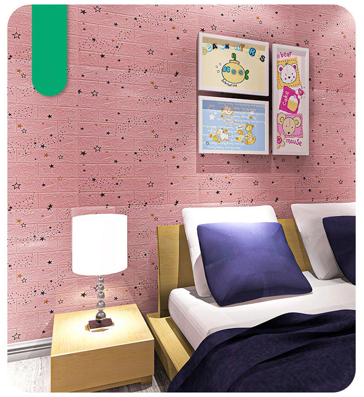 70cmx1m 3D Wall Sticker Faux Brick Bedroom Home Decor Waterproof Self Adhesive Wallpaper Living Room TV Background Decoration exovai.com