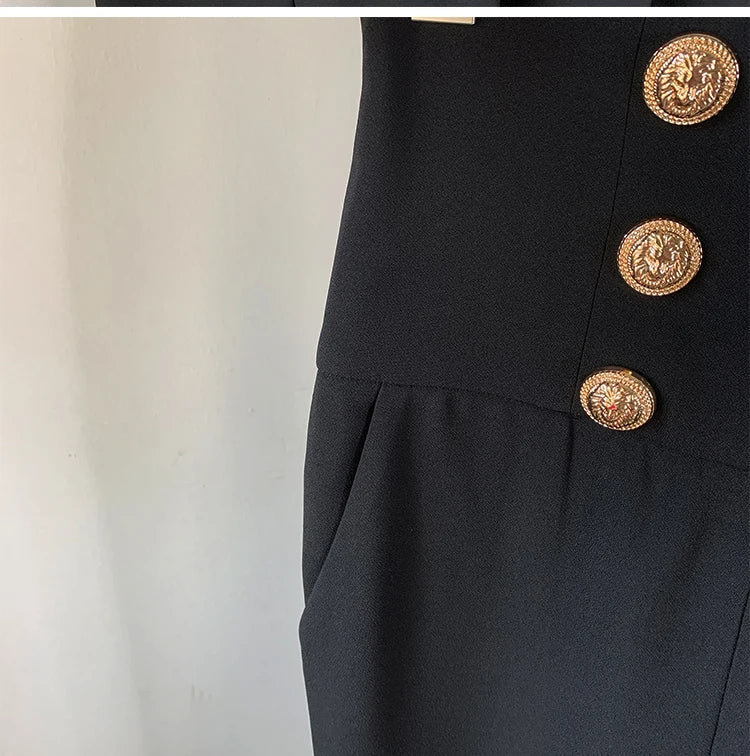 HarleyFashion Women New Arrival Summer Luxury Quality High Waist Buttons Wide-leg Maix Long Casual Loose Pants exovai.com