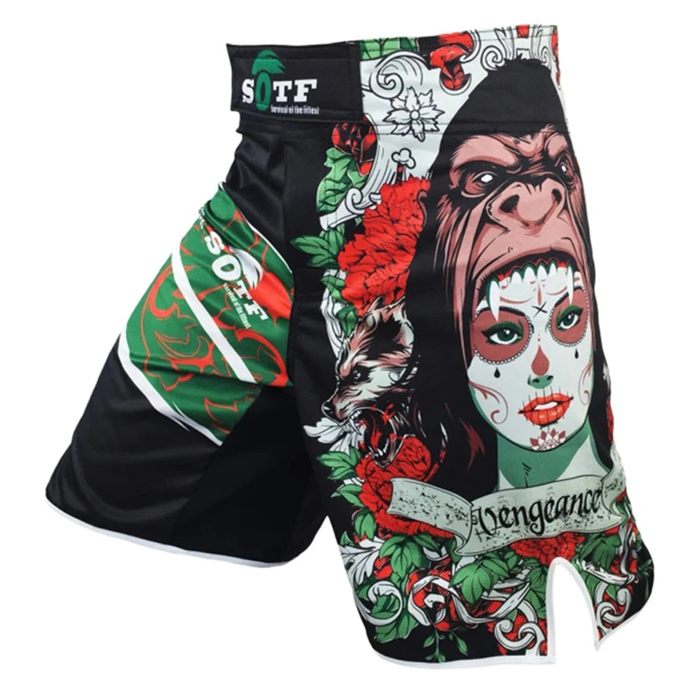 SUOTF MMA Fighting red and black sports fitness breathable Tiger Muay Thai Glory boxing clothing short muay thai boxing shorts exovai.com