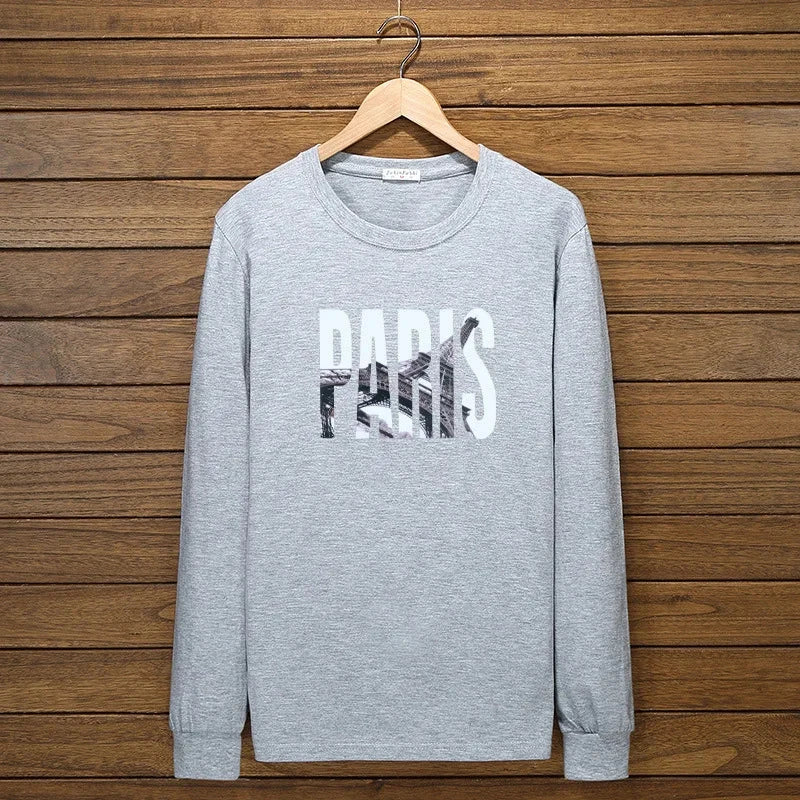 Men T Shirt New Summer Fashion O-Neck Long Sleeves Slim Prints T-Shirt Man Casual Undershirt Top Tees Plus Size 5XL 10XL 160KG exovai.com