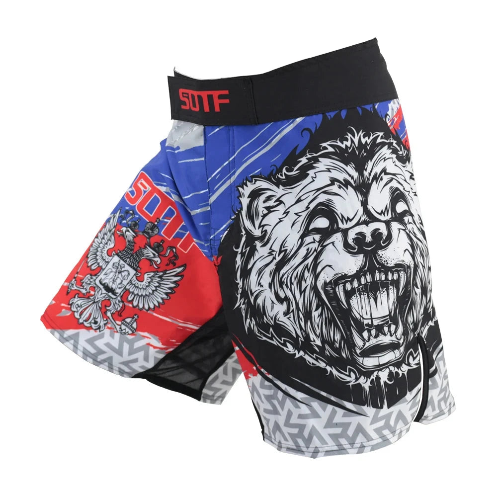 SUOTF MMA Fighting red and black sports fitness breathable Tiger Muay Thai Glory boxing clothing short muay thai boxing shorts exovai.com