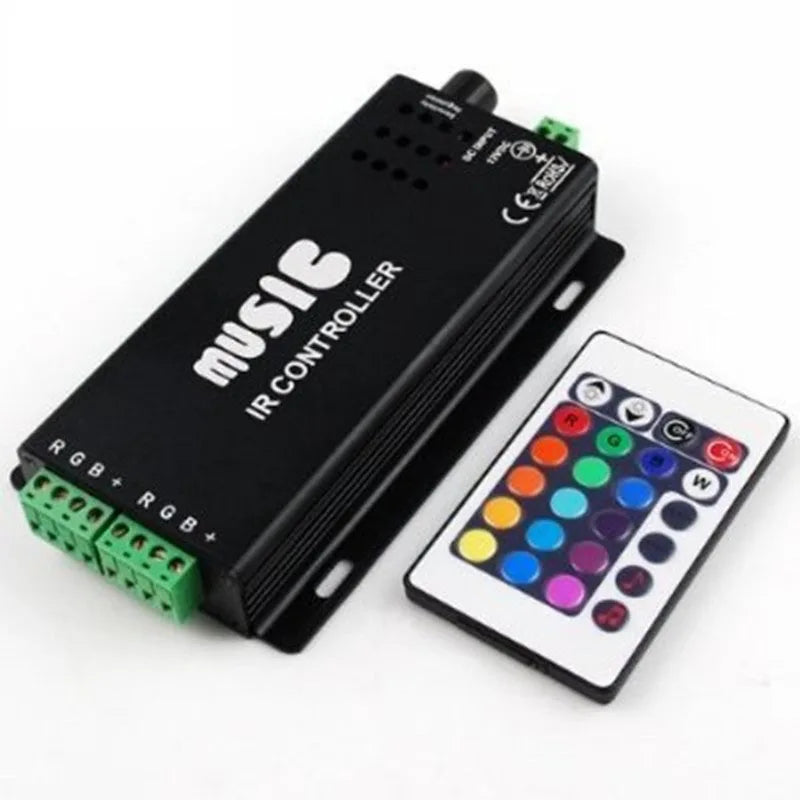 DC12-24V 2017 24 Keys music controller IR remote RGB controller Sound Sensitive for 5050 3528 led strip light lamp exovai.com