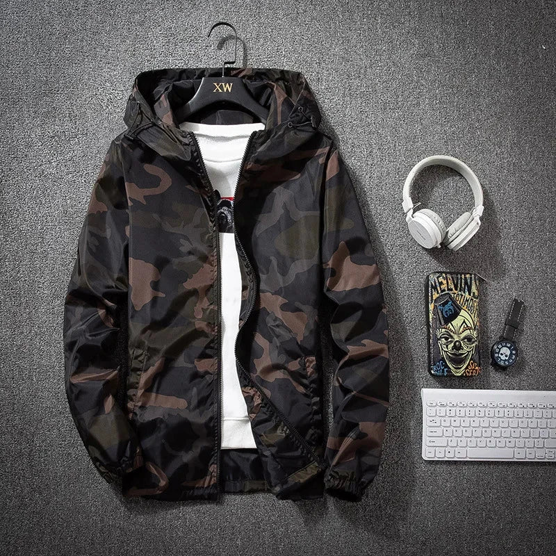 Camouflage Lightweight Jackets Men Hooded Slim Fit Long Sleeve Zipper Coat Army Tactical Military Jackets Men Clothing 2021 exovai.com
