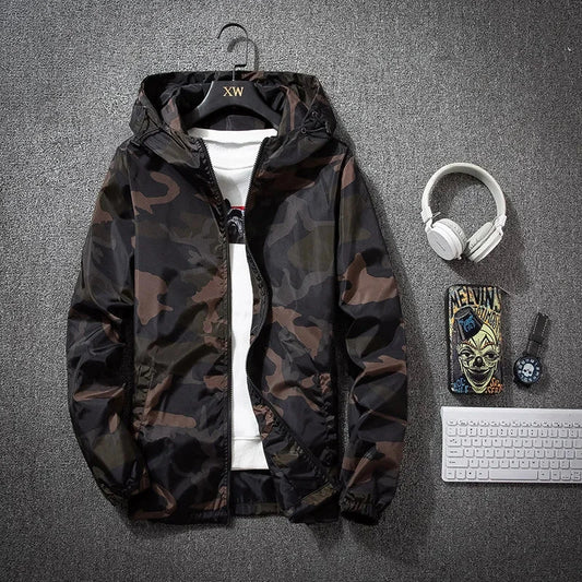 Camouflage Lightweight Jackets Men Hooded Slim Fit Long Sleeve Zipper Coat Army Tactical Military Jackets Men Clothing 2021 exovai.com