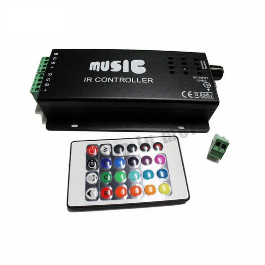 DC12-24V 2017 24 Keys music controller IR remote RGB controller Sound Sensitive for 5050 3528 led strip light lamp exovai.com