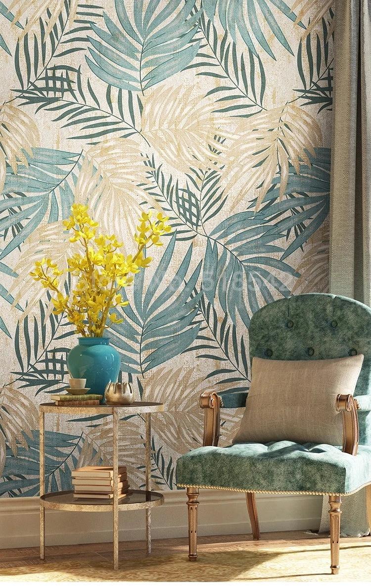 Custom 3D Wall Mural Plant Leaf Pastoral Wallpaper Bedroom Living Room TV Background Waterproof Canvas Fabric Painting Wall Art exovai.com