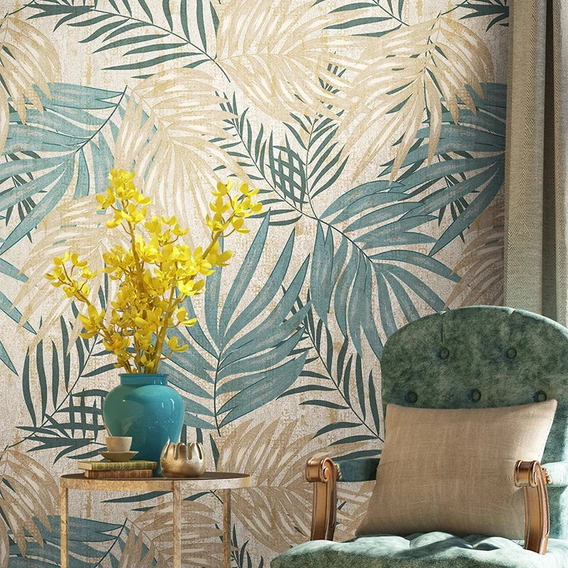 Custom 3D Wall Mural Plant Leaf Pastoral Wallpaper Bedroom Living Room TV Background Waterproof Canvas Fabric Painting Wall Art exovai.com