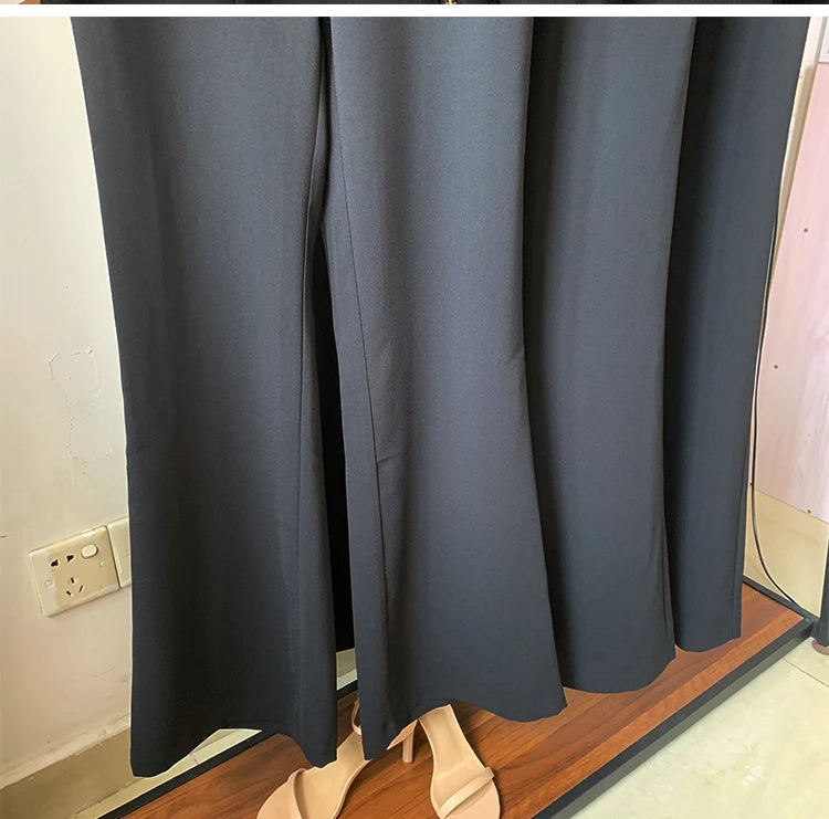 HarleyFashion Women New Arrival Summer Luxury Quality High Waist Buttons Wide-leg Maix Long Casual Loose Pants exovai.com