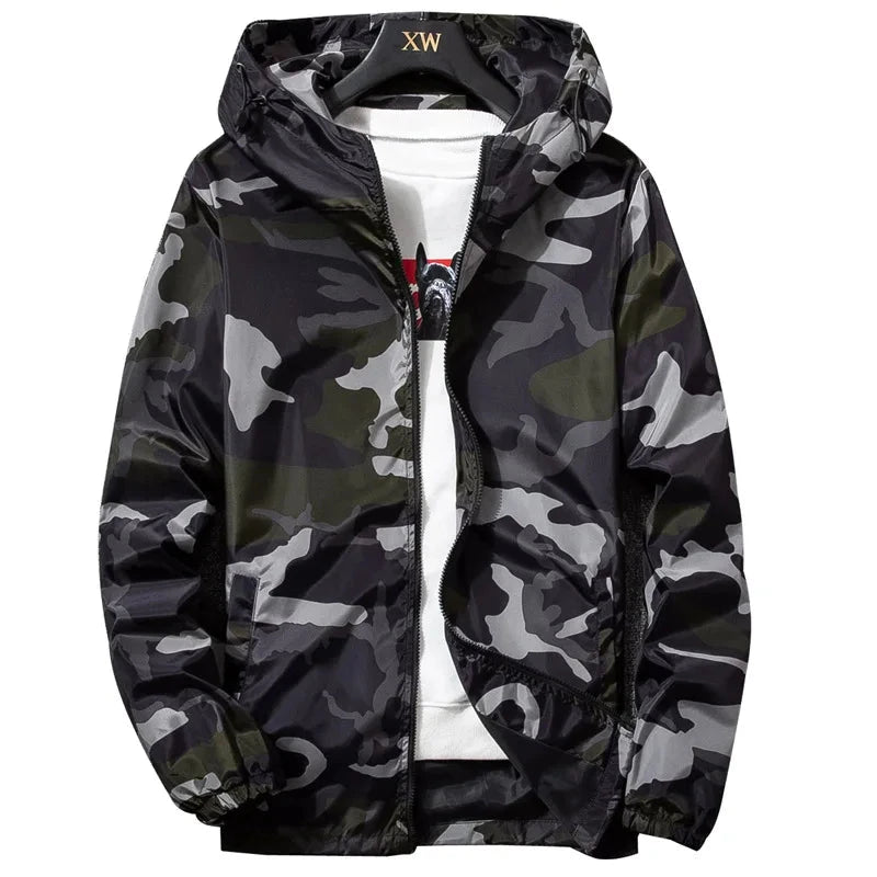 Camouflage Lightweight Jackets Men Hooded Slim Fit Long Sleeve Zipper Coat Army Tactical Military Jackets Men Clothing 2021 exovai.com