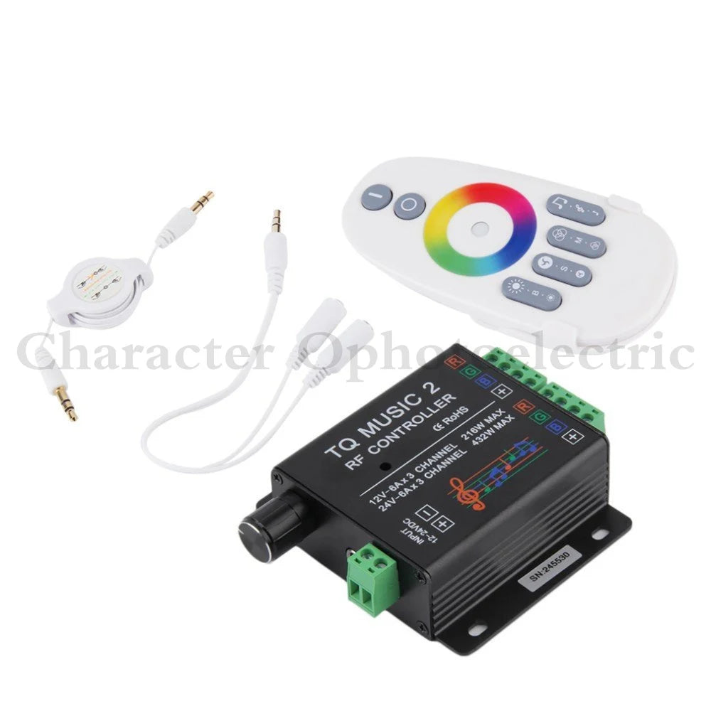 DC12V 24V RGB LED Controller RF Music Audio control 18A 3 Channel TQ Music 2 for SMD 3528 5050 5630 Led Strip Light exovai.com
