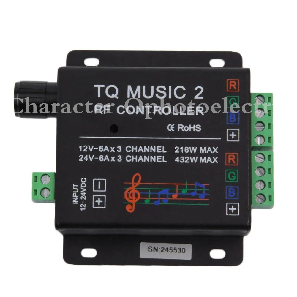 DC12V 24V RGB LED Controller RF Music Audio control 18A 3 Channel TQ Music 2 for SMD 3528 5050 5630 Led Strip Light exovai.com