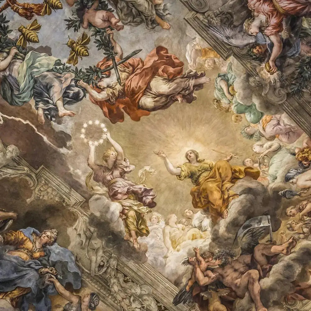 Ancient Italian Renaissance Church Wall Mural In Colorful Painting PW315509183,Traditional Non-woven Regular Wallpaer Home Decor exovai.com