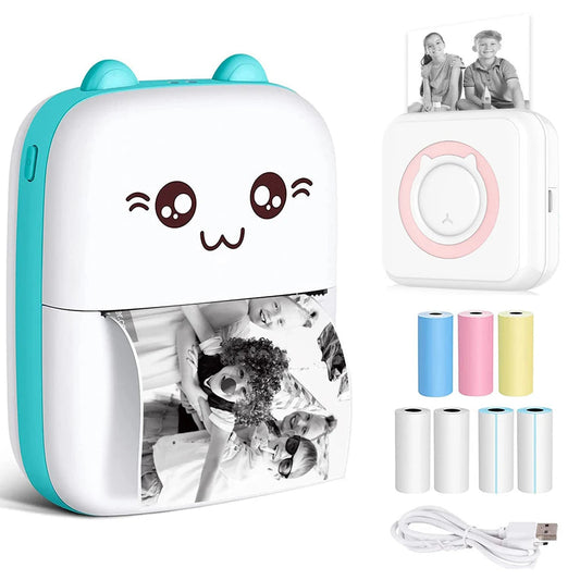 Mini Printer Portable Bluetooth Wireless Smart Label Thermal Portable Printers Stickers Paper Wireless Printers Children Gifts exovai.com