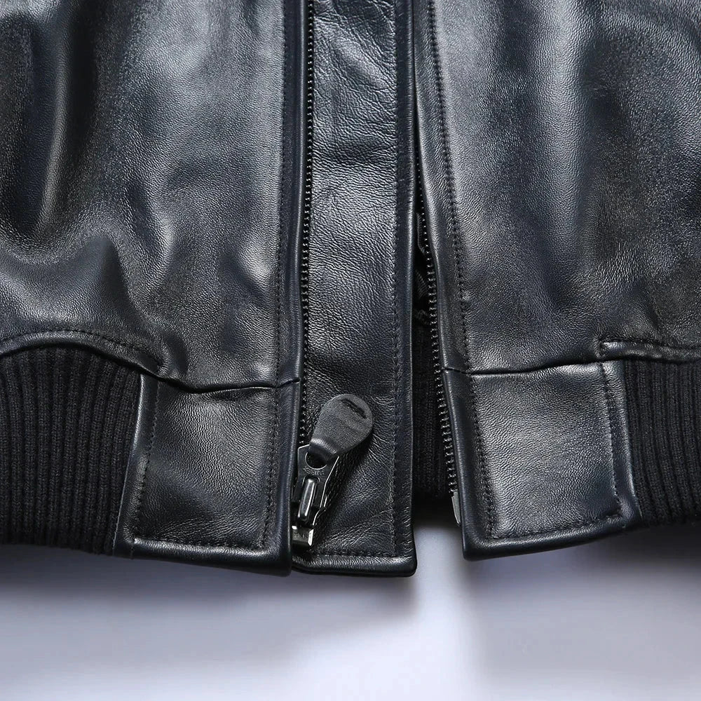 AVIREX Genuine French Lamb Leather Jacket Men's US Size Flight Suit Sports Casual Coat Tops exovai.com