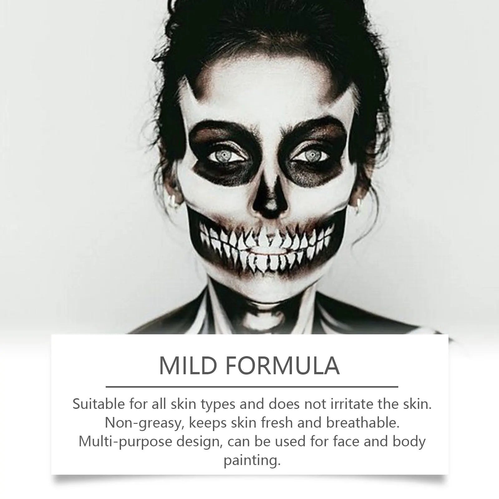 Black White Face Body Paint Kit Cover Foundation Clown Colorful Long Lasting Waterproof Halloween Festive Makeup Accessories Set exovai.com