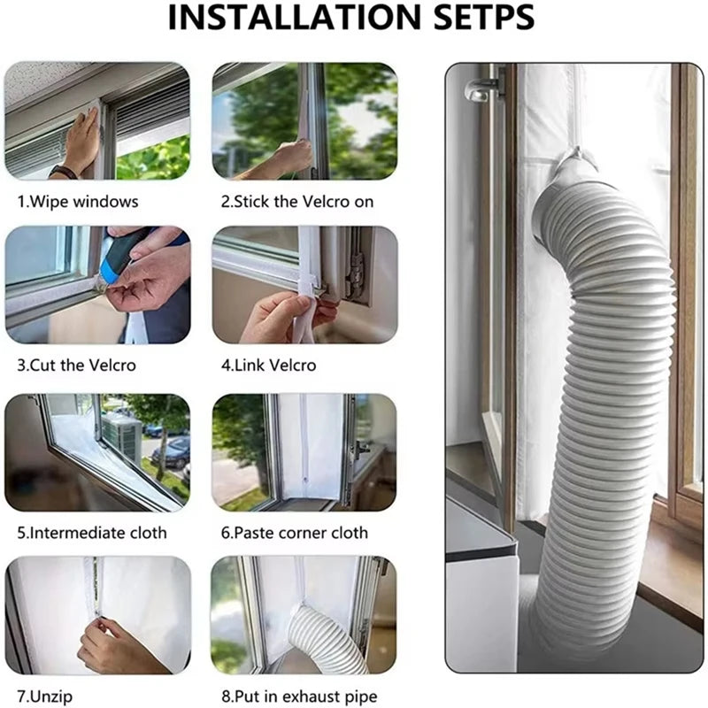CEA Airlock Window Seal For Portable Air Conditioner,300 Cm Flexible Cloth Sealing Plate Window Seal With Zip/Adhesive exovai.com