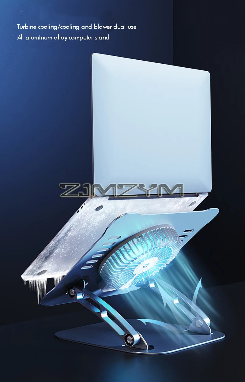 Aluminum Laptop Stand with Cooling Fan Ergonomic Notebook Foldable Cooler Laptop  Adjustable Aluminum Laptop Stand exovai.com