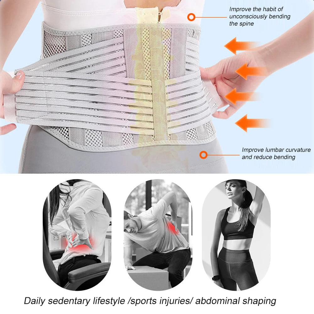 1Pc Back Brace Breathable Lower Back Support Belt Pain Relief with 4 Stays for Heavy Lifting Herniated Disc, Sciatica, Scoliosis exovai.com