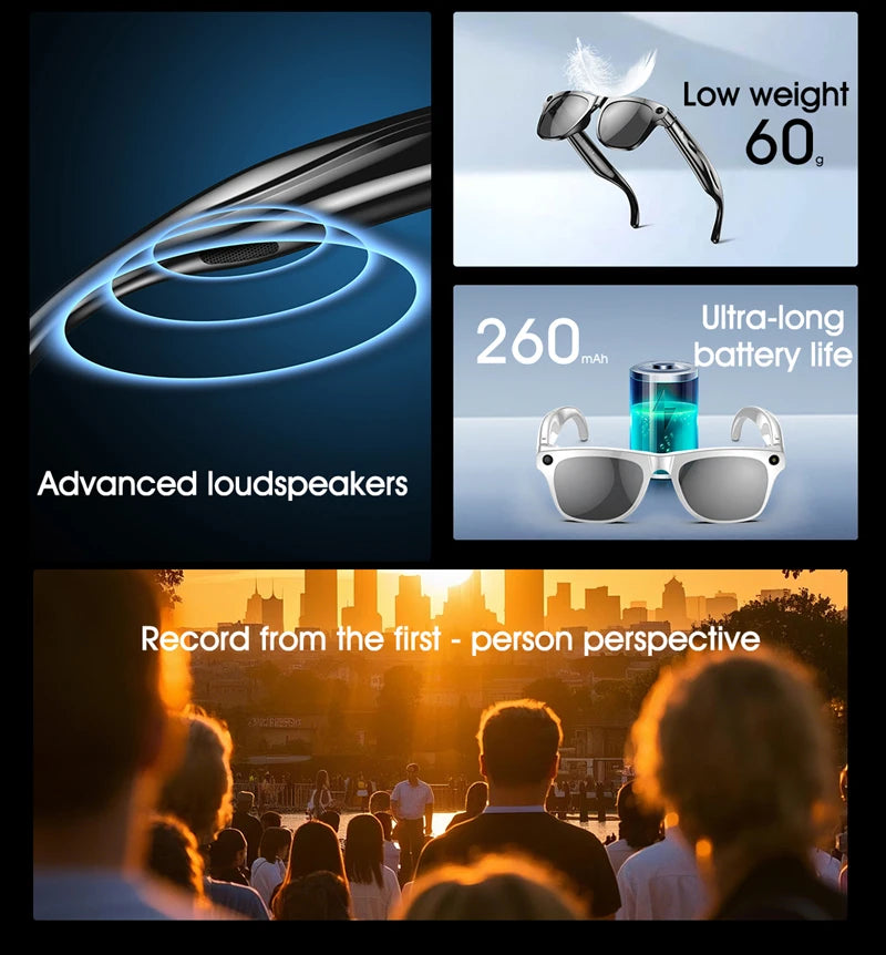 Xiaom 8K HD Smart Glasses Chat GPT 100MP Camera Bluetooth Call 260Mah Battery Voice Assistant Control Smart Glasses for Men exovai.com