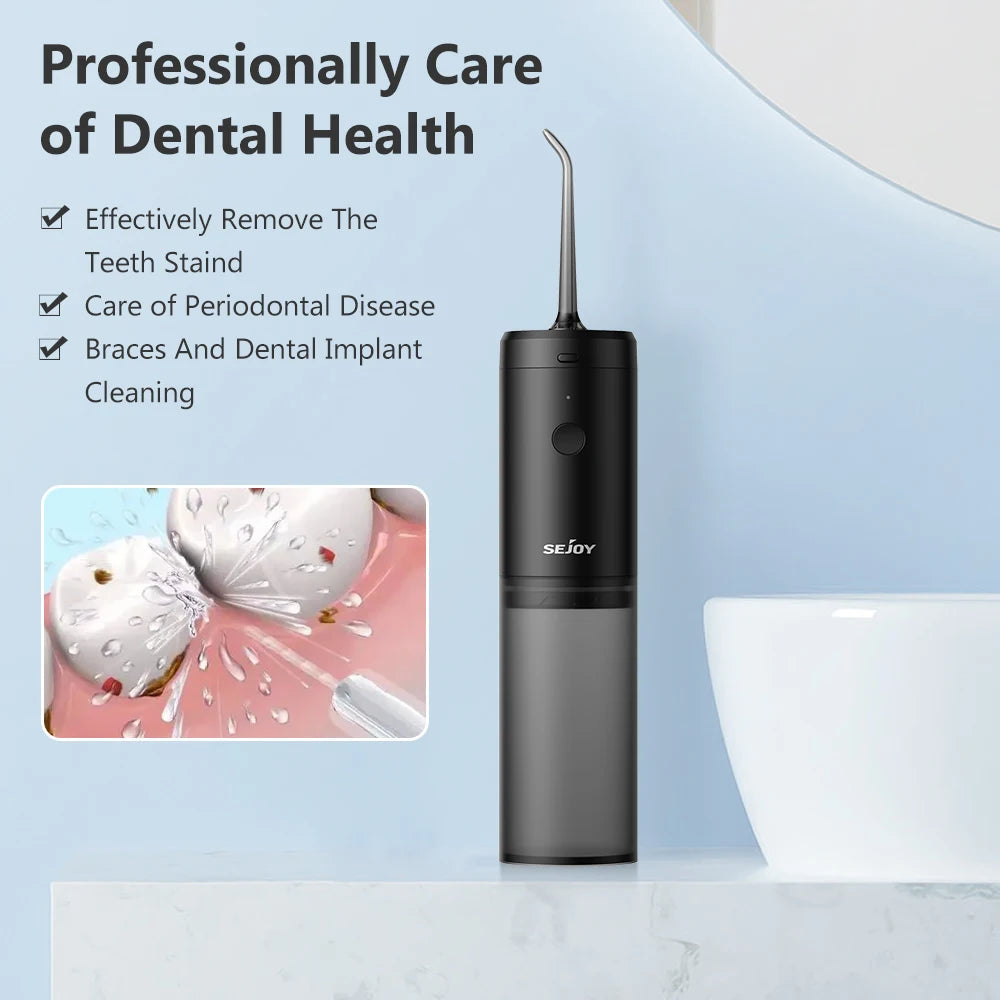 Sejoy Portable Oral Irrigator Dental Water Flosser USB Rechargeable Water Jet Floss Tooth Pick 4 Jet Tip 140ml 3 Modes IPX7 Gift exovai.com