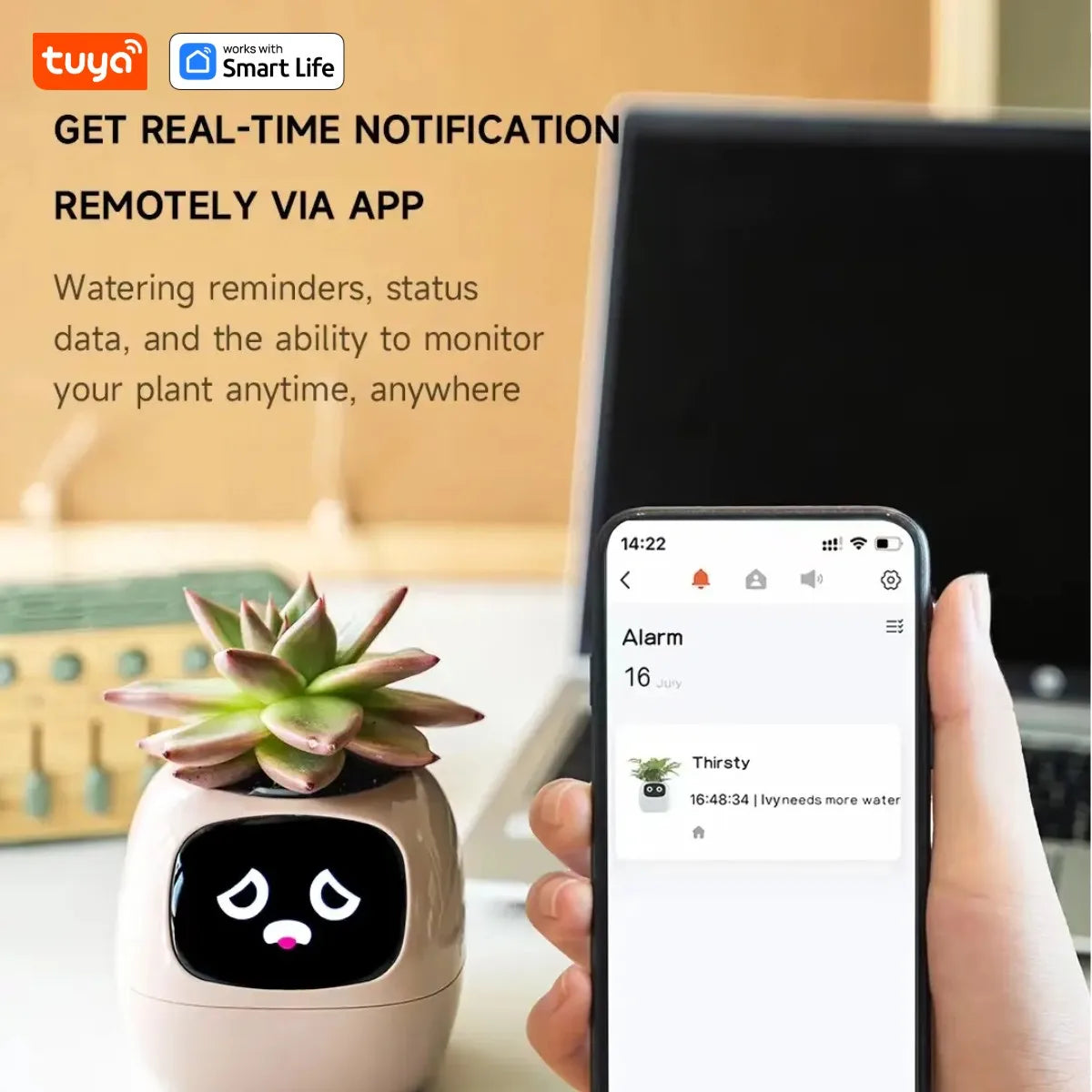 Tuya Ivy Smart Planter,Endless Fun Over 49 Rich Expressions,7 smart sensors,AI Chips Make Raising Plants Easy and Fun exovai.com