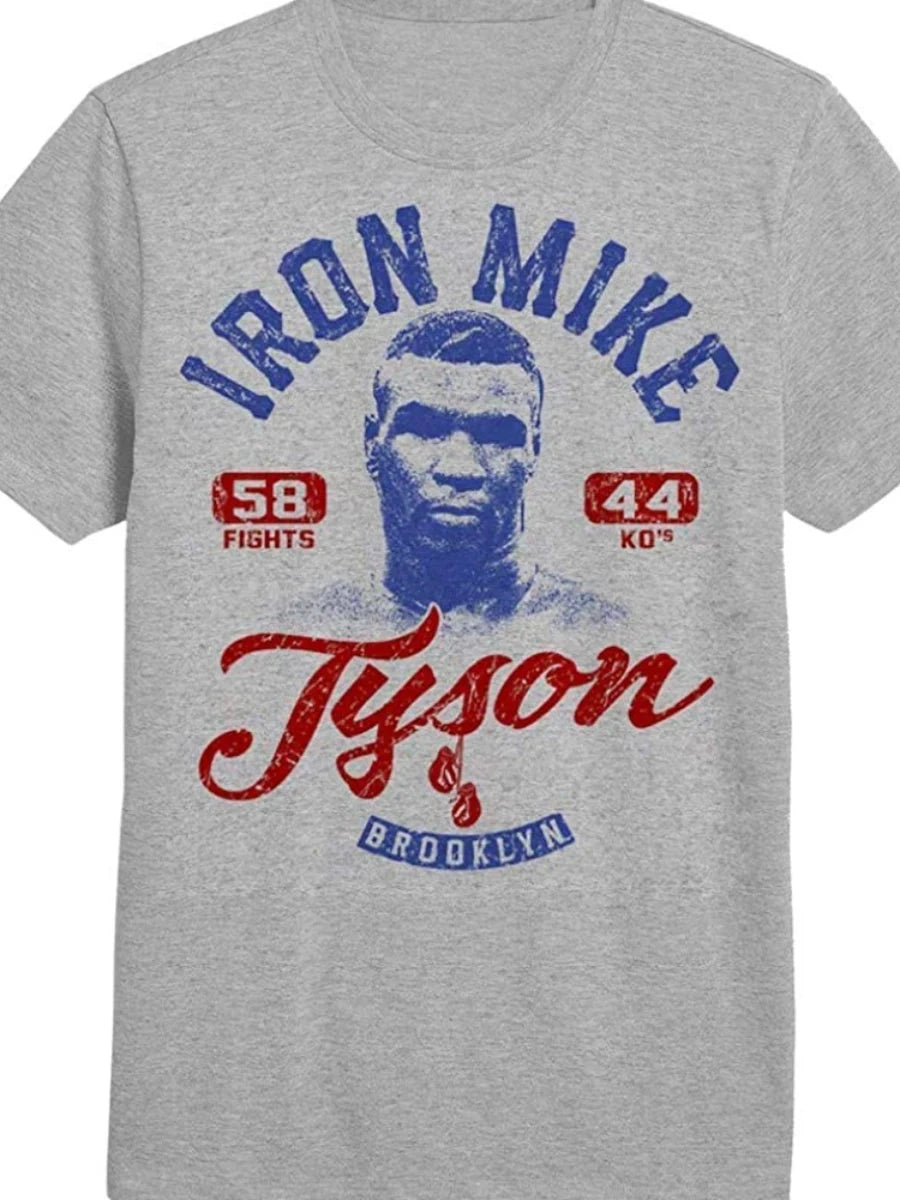 Mike Tyson silhouette boxing  t-shirt men's summer cotton short sleeves exovai.com