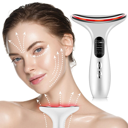 EMS Three Color Light Firming Rejuvenating Neck Beauty Device Skin Ion Importer Facial Lifting Neck Lines Wrinkles Device exovai.com