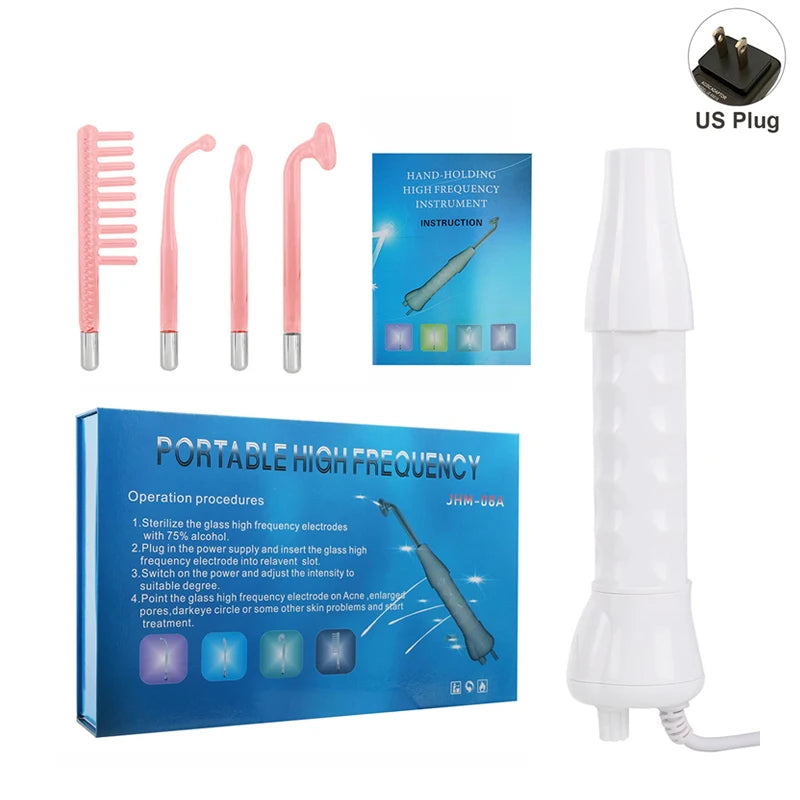 4 In 1 High Frequency Electrode Wand Neon Electrotherapy Glass Tube Acne Spot Remover Facial Therapy Wand Home Spa Beauty Device exovai.com