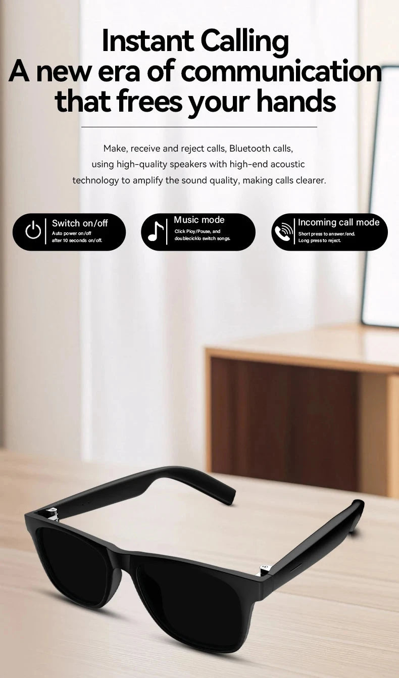LAXASFIT 2025 New Men's Smart Glasses Women's Bluetooth Glasses Voice Call Control Music UV Polarized Sunglasses exovai.com