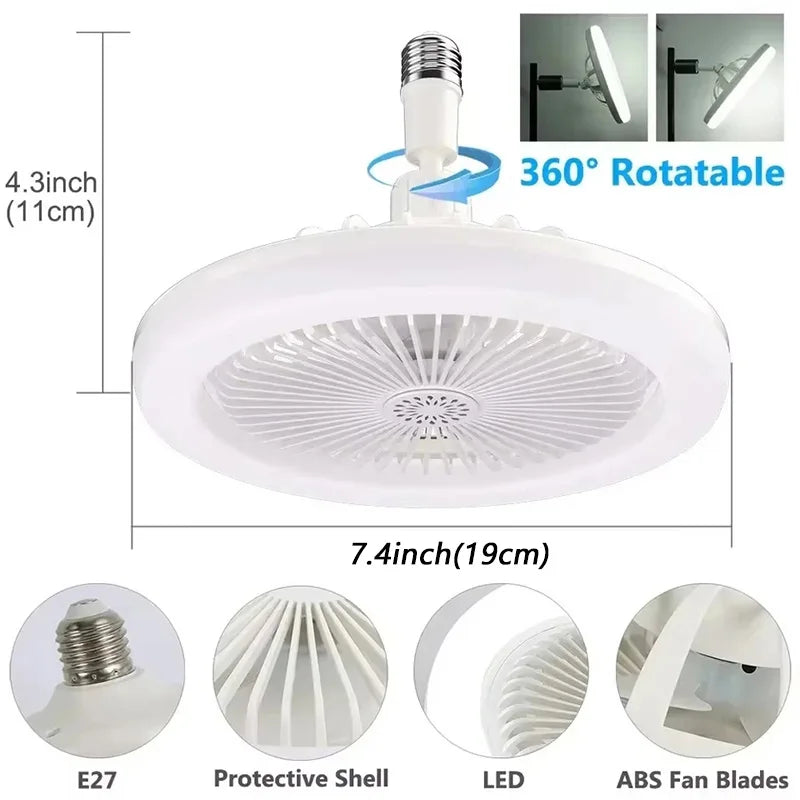 2 In 1 Ceiling Fan Lamps 3 Speeds Adjustable E27 Base Infinitely Dimmable for Living Room Bedroom Study LED Decorative Light exovai.com