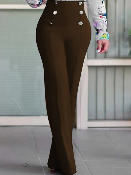 1796Europe and the United States women's fashion buttons decorated street simple trend everything with wide-leg pants exovai.com