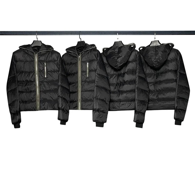 RO style shark head loose casual high street trend men and women hooded black down jacket exovai.com