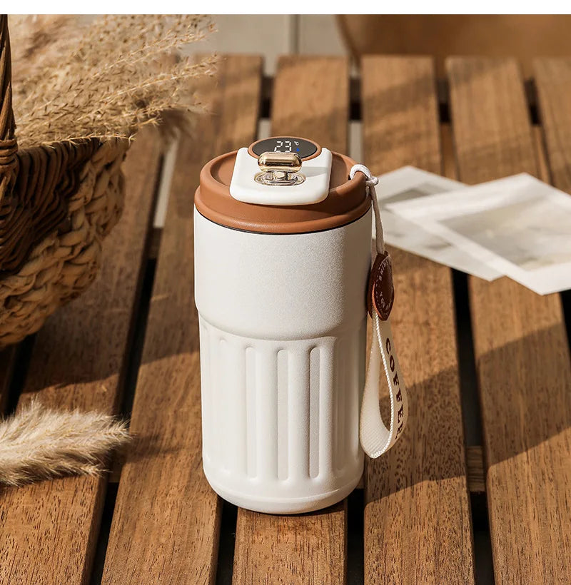450ml Thermos Bottle Smart Display Temperature 316 Stainless Steel Vacuum Cup Office Coffee Cup Business Portable Thermal Mug exovai.com