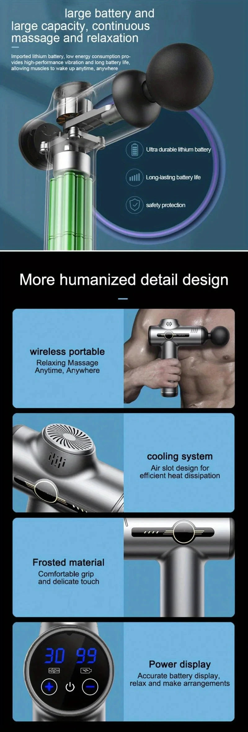 99 Level Massage Gun Fascia Deep Muscle Relax Body Neck Massager Electric Fitness Equipment Noise Reduction Male Female exovai.com