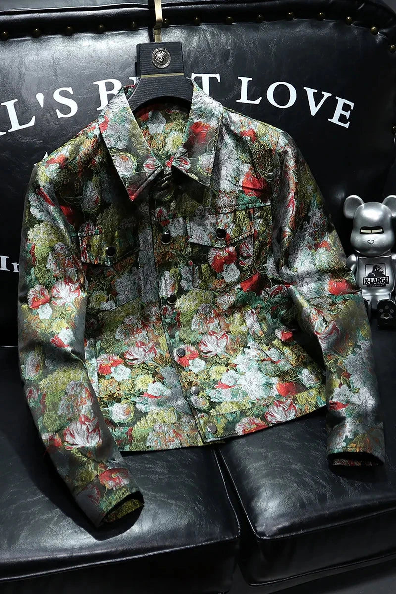 2025 Autumn Winter Men's Jacket Lapel Long Sleeve Casual Jackets Male Luxury Jacquard Social Business Outwear Windproof Coats exovai.com