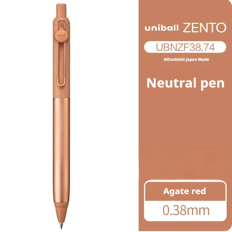 Japanese uni-ball ZENTO Gel Ink Pen Limited Flow Model Metal Push Ultra-Smooth Writing 0.38/0.5mm Signing for Students Business exovai.com